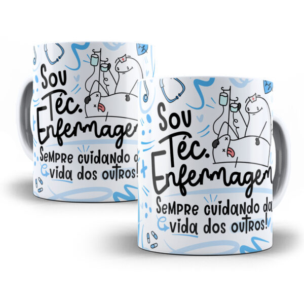 Estampa Sublimação Caneca Téc. Enfermagem Flork Profissões