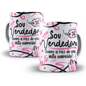 Estampa Sublimação Caneca Vendedor(a) Flork Profissões Png