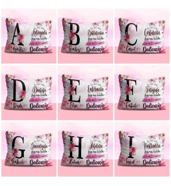 Estampas Caneca Almofada Alfabeto Floral Profissões Em Corel