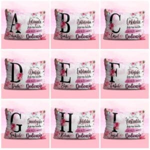 Estampas Caneca Almofada Alfabeto Floral Profissões Em Corel