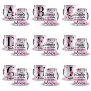 Estampas Caneca Almofada Alfabeto Floral Profissões Em Corel