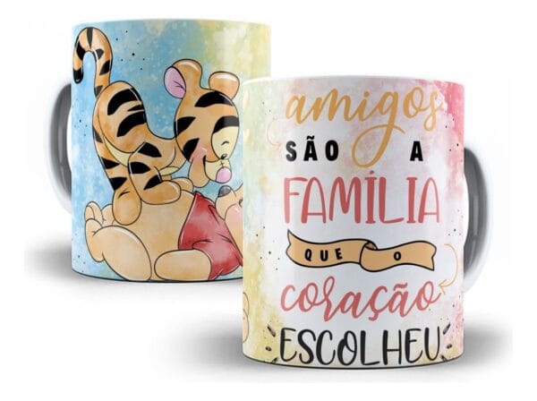 Estampas Caneca + Almofada Urso Pooh Amigos Amizade Em Corel
