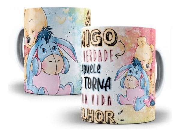 Estampas Caneca + Almofada Urso Pooh Amigos Amizade Em Corel