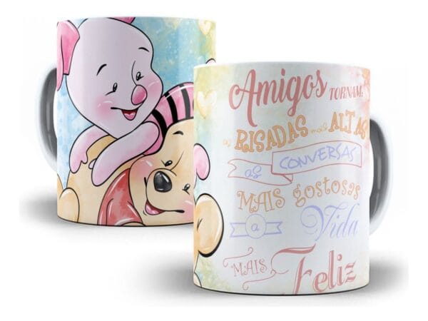 Estampas Caneca + Almofada Urso Pooh Amigos Amizade Em Corel