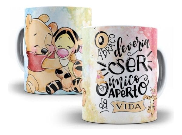 Estampas Caneca + Almofada Urso Pooh Amigos Amizade Em Corel