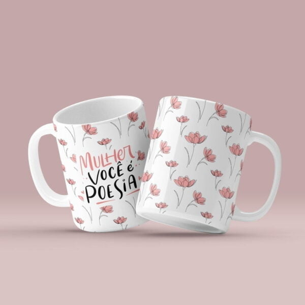 Estampas Caneca Caderno Agenda Mulher 2023 Floral + Frases