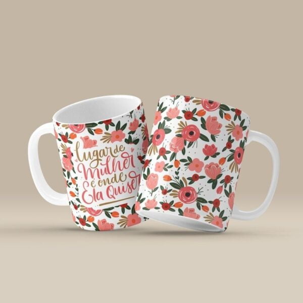 Estampas Caneca Caderno Agenda Mulher 2023 Floral + Frases