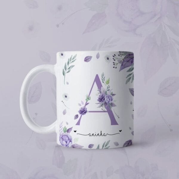 Estampas Caneca Dia Da Mulher Alfabeto Floral Sublimação Png