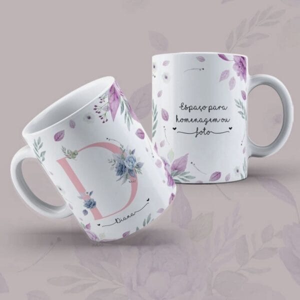 Estampas Caneca Dia Da Mulher Alfabeto Floral Sublimação Png