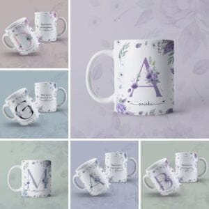 Estampas Caneca Dia Da Mulher Alfabeto Floral Sublimação Png