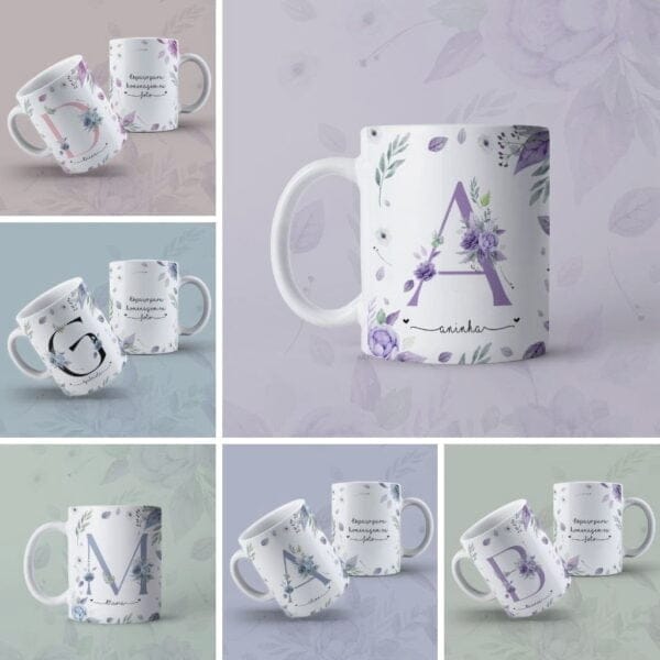 Estampas Caneca Dia Da Mulher Alfabeto Floral Sublimação Png