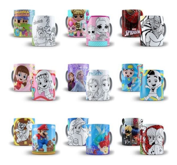 Estampas Caneca Dia Das Crianças Personagens P Colorir Png