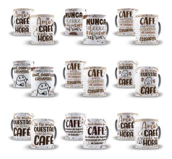 Estampas Caneca Flork Café 24 Arquivos Editáveis Sublimação
