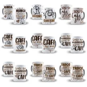 Estampas Caneca Flork Café 24 Arquivos Editáveis Sublimação
