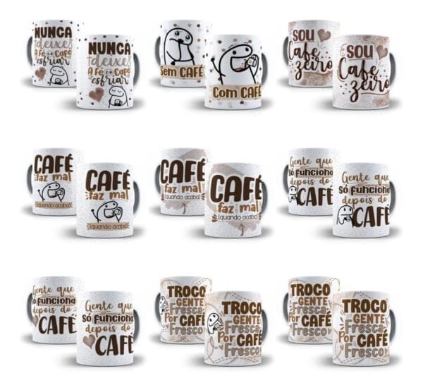 Estampas Caneca Flork Café 24 Arquivos Editáveis Sublimação