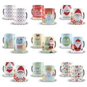 Estampas Caneca Natal Papai Noel Anjinhos Árvore Em Jpg