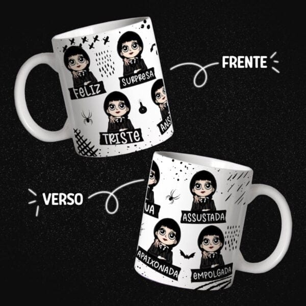 Estampas Caneca Wandinha Família Addams Mercredi Mercoledì