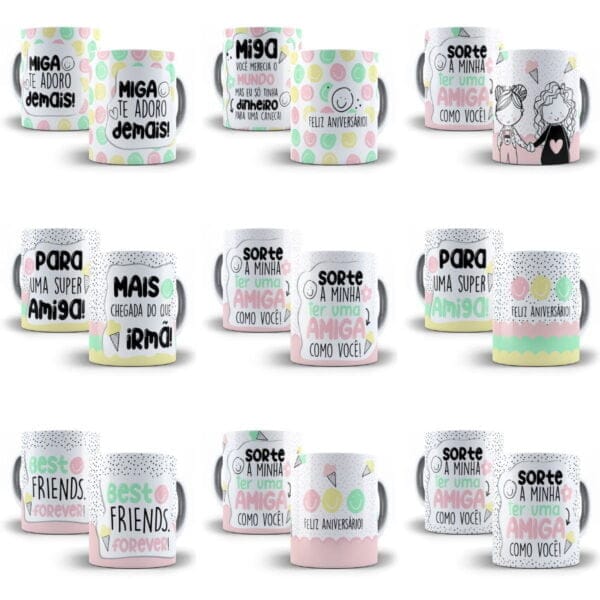 Estampas Dia do Amigo Amizade Amiga Sublimação Caneca Png