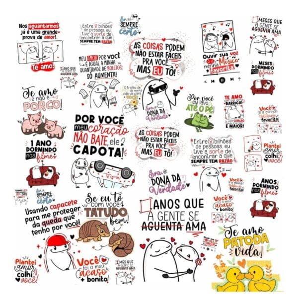 Estampas Dia dos Namorados Caveiras Fofas Sublimação Caneca