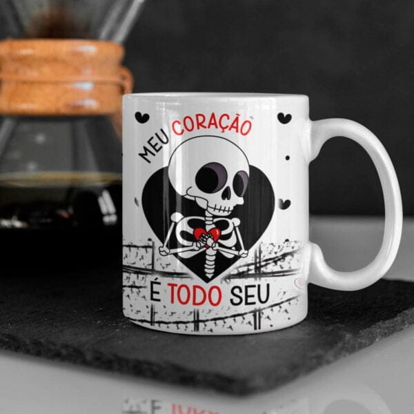 Estampas Dia Dos Namorados Caveiras Fofas Sublimação Caneca