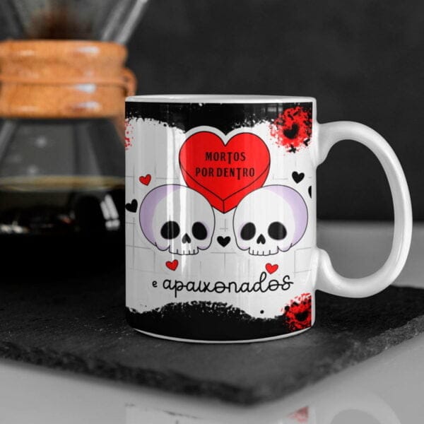 Estampas Dia Dos Namorados Caveiras Fofas Sublimação Caneca