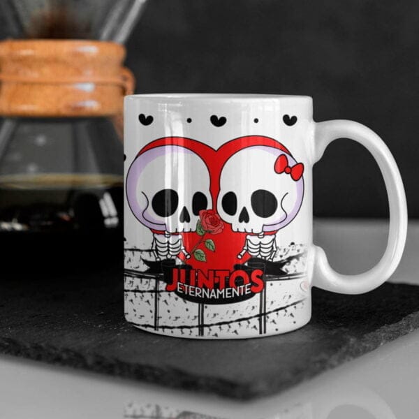 Estampas Dia Dos Namorados Caveiras Fofas Sublimação Caneca