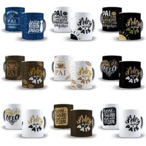 Estampas Dia Dos Pais Caneca Almofada Azulejo Frases Vetores
