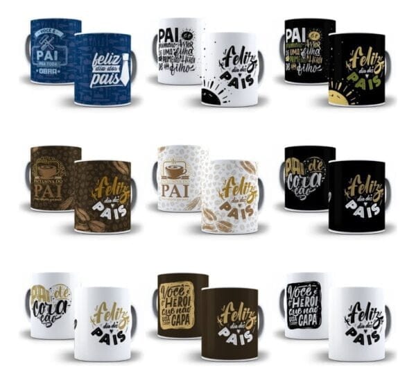 Estampas Dia Dos Pais Caneca Almofada Azulejo Frases Vetores