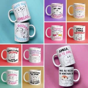 Estampas Flork Amigas Amizade Ilustrações Sublimação Caneca 9 Estampas Flork Amigas Amizade Ilustrações Sublimação Caneca