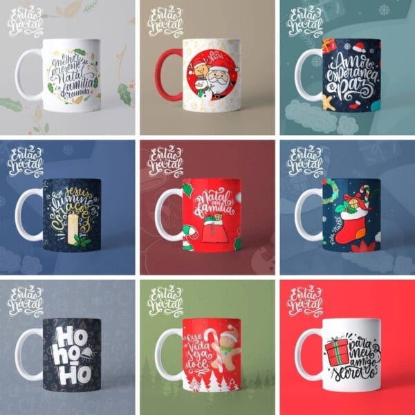 Estampas Natal Arquivos P Sublimação Canecas + Frases Png