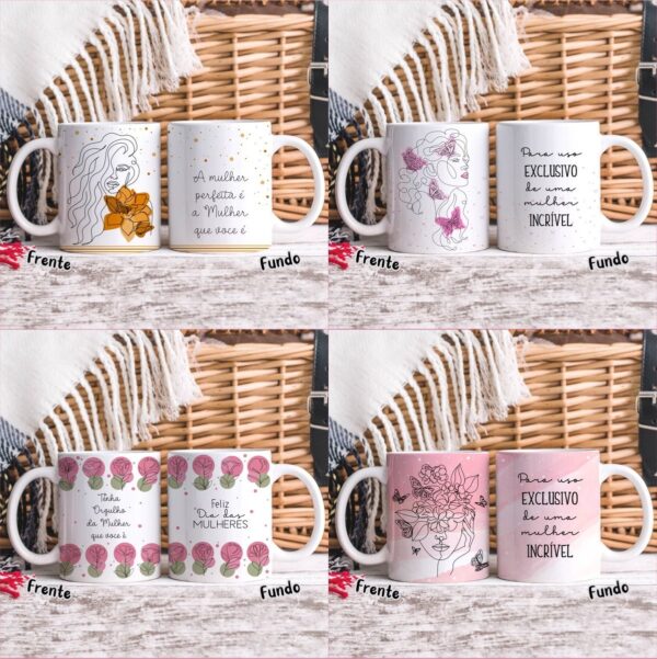 Estampas Sublimar Canecas em Linhas Dia das Mulheres