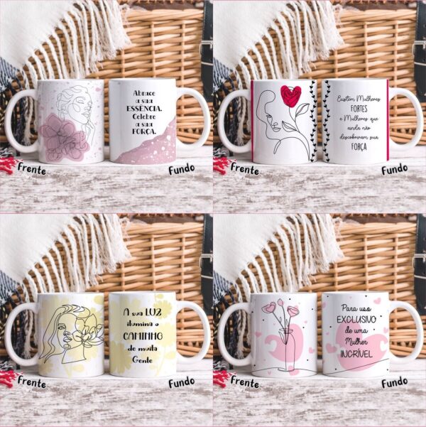 Estampas Sublimar Canecas em Linhas Dia das Mulheres