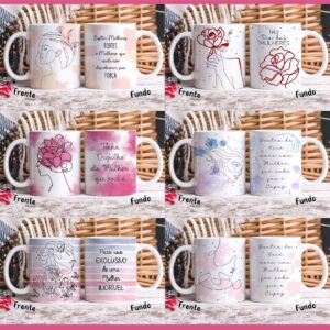 estampas sublimar canecas em linhas dia das mulheres papelaria