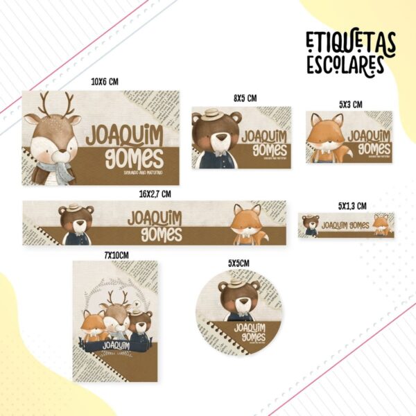 Etiqueta Escolar Animais Animais Vintage - Arquivo Digital