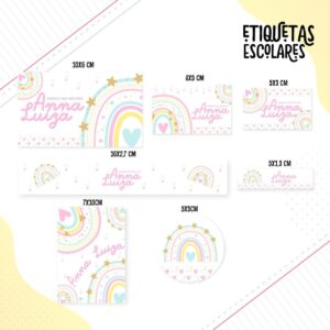 etiqueta escolar animais arco iris arquivo digital etiqueta