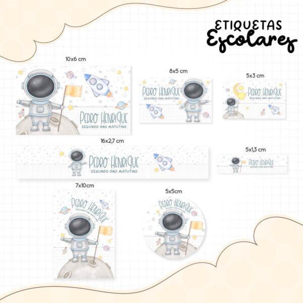 Etiqueta Escolar Astronauta 01 - Arquivo Digital