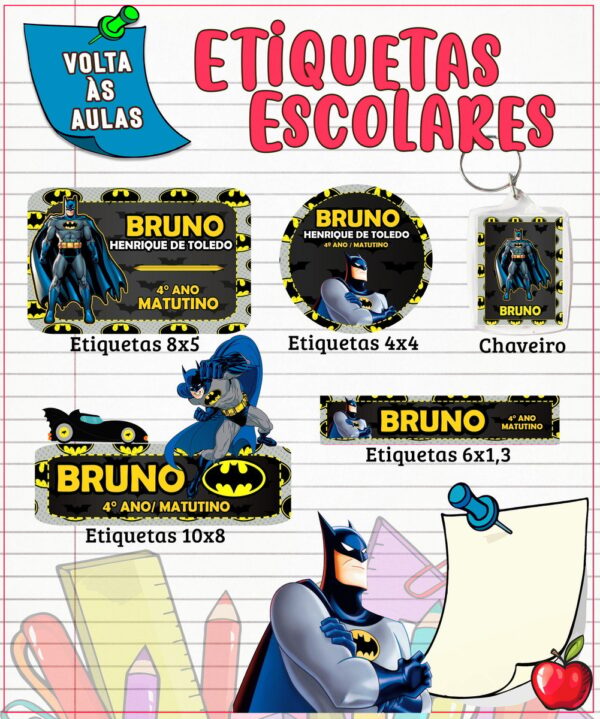 Etiqueta Escolar Batman - Arquivo Digital