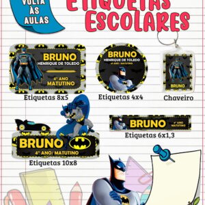 etiqueta escolar batman arquivo digital adesivo escolar