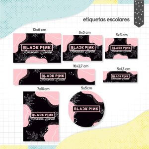 etiqueta escolar black pink arquivo digital volta aulas