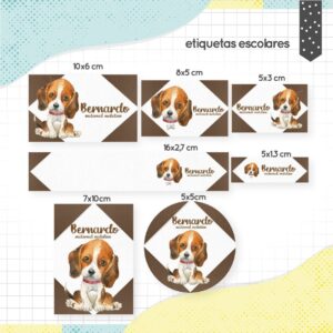 etiqueta escolar cachorrinho arquivo digital etiquetas escolares
