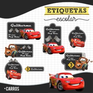 etiqueta escolar carros arquivo digital volta as aulas 2