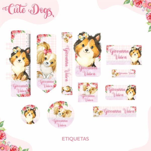 Etiqueta Escolar Cute Dog - Arquivo Digital