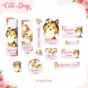 etiqueta escolar cute dog arquivo digital etiqueta escolar