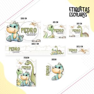 Etiqueta Escolar Dino Menino - Arquivo Digital