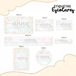Etiqueta Escolar Floral Clarinho - Arquivo Digital