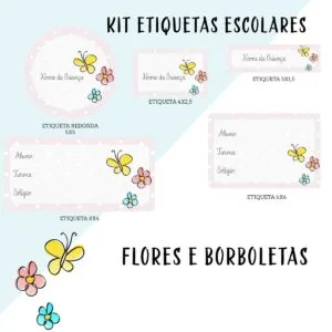 Etiqueta Escolar Floral e Borboletas - Arquivo Digital 14 Etiqueta Escolar Floral e Borboletas - Arquivo Digital