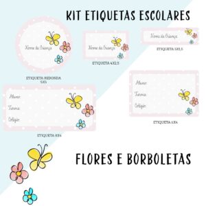 etiqueta escolar floral e borboletas arquivo digital designs personalizados de etiquetas para materi 1