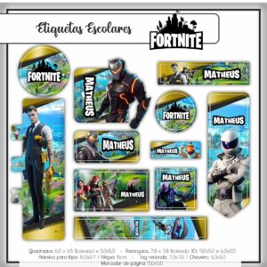 etiqueta escolar fortnite arquivo digital adesivos