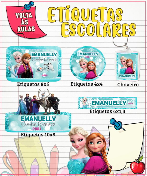 Etiqueta Escolar Frozen - Arquivo Digital