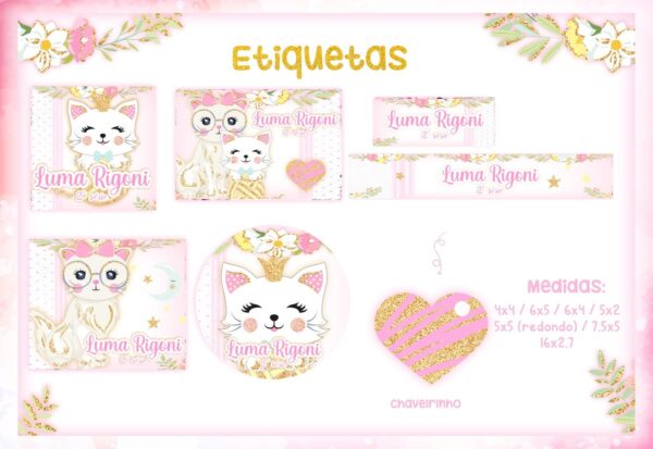 Etiqueta Escolar Gatinha - Arquivo Digital
